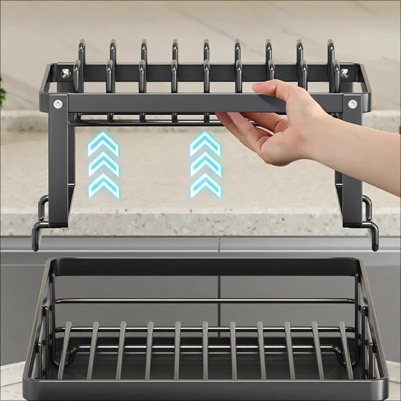 Adjustable OverSink Dish Drying Rack Stainless Steel Organizer With Drainboard Kitchen Storage Ra 2
