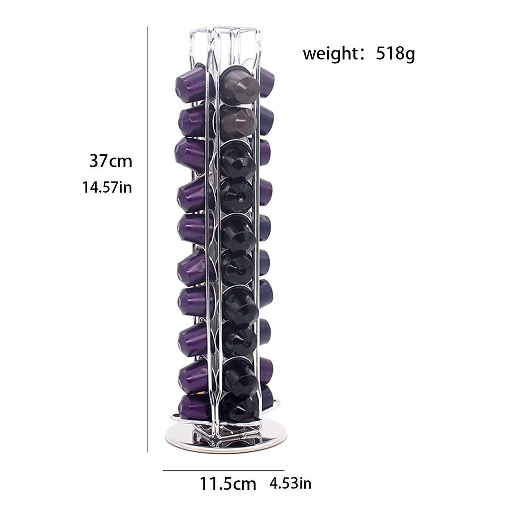 Rotating Coffee Capsule Storage Rack 360 Spin Silver Pod Holder For 40 Capsules Vertical Kitchen 3