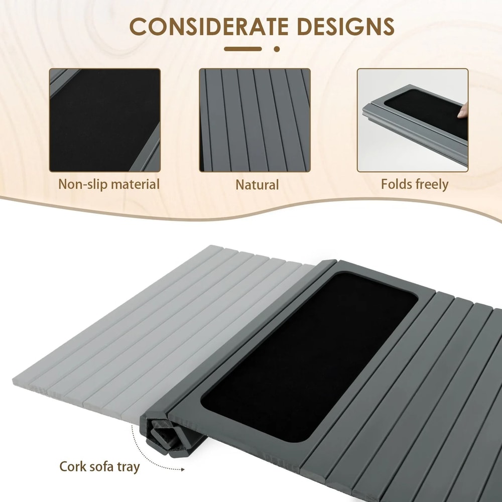 Folding Wood Sofa Arm Tray Sturdy And Robust Sofa Armrest Table Convenient Home Storage Snack Tr 2