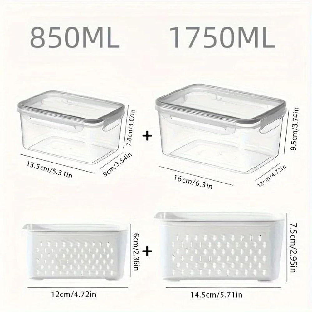 Fridge Food Storage Container Set Fresh Produce Saver With Strainer Lids Vegetable Fruit And Mea 5