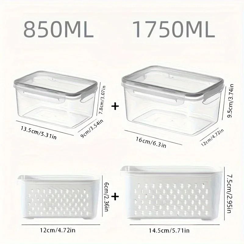 Fridge Food Storage Container Set Fresh Produce Saver With Strainer Lids Vegetable Fruit And Mea 5