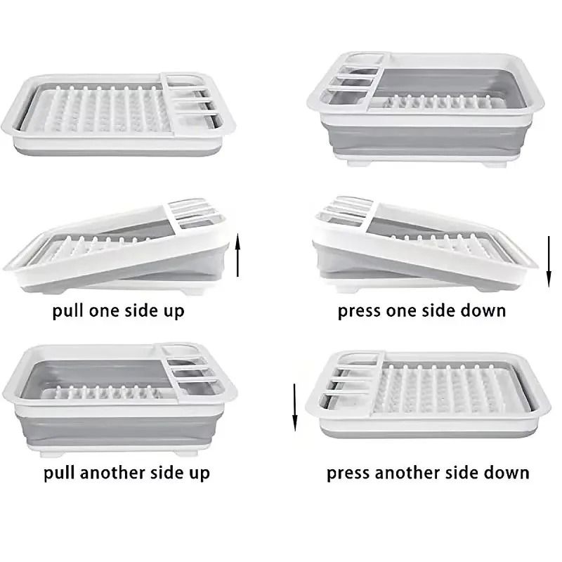 Foldable Dish Drying Rack SpaceSaving Kitchen Tableware Drainer Washable Bowl Tray Organizer 5