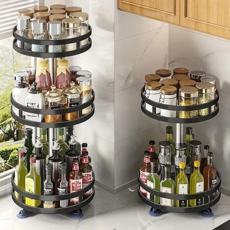 360 Rotating Spice Rack Organizer NonSkid Seasoning Storage Tray Lazy Susan Kitchen Accessory 0