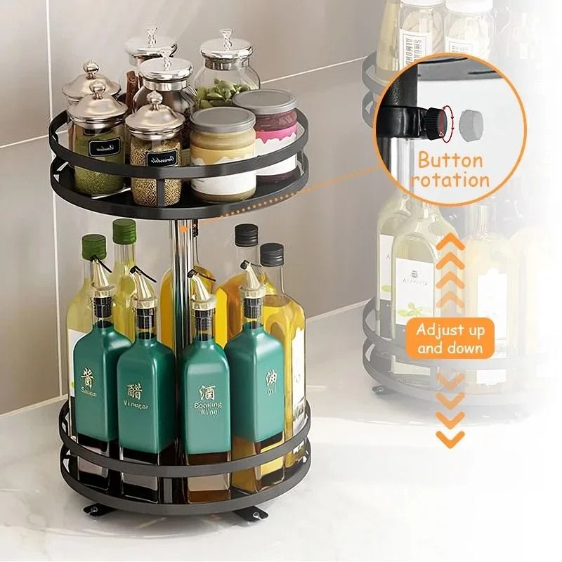 360 Rotating Spice Rack Organizer NonSkid Seasoning Storage Tray Lazy Susan Kitchen Accessory 1