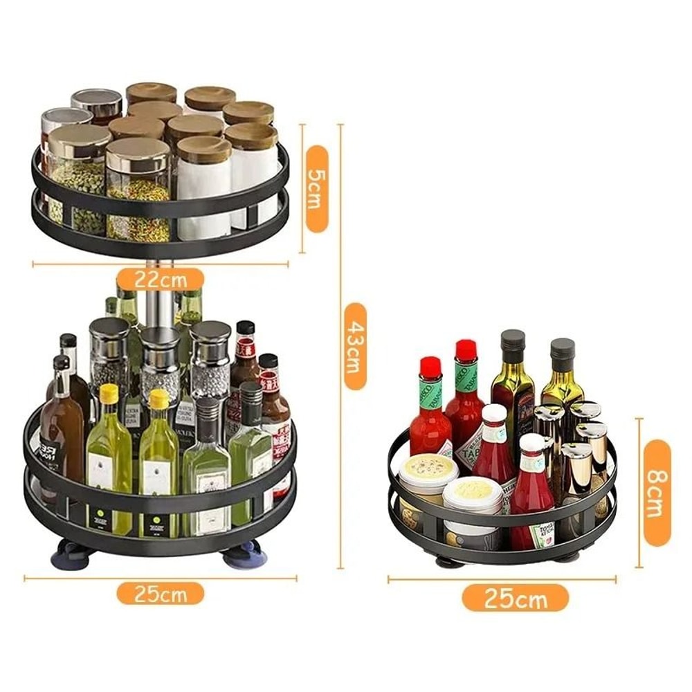 360 Rotating Spice Rack Organizer NonSkid Seasoning Storage Tray Lazy Susan Kitchen Accessory 4