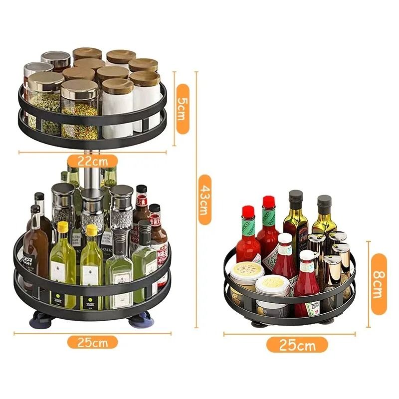 360 Rotating Spice Rack Organizer NonSkid Seasoning Storage Tray Lazy Susan Kitchen Accessory 4