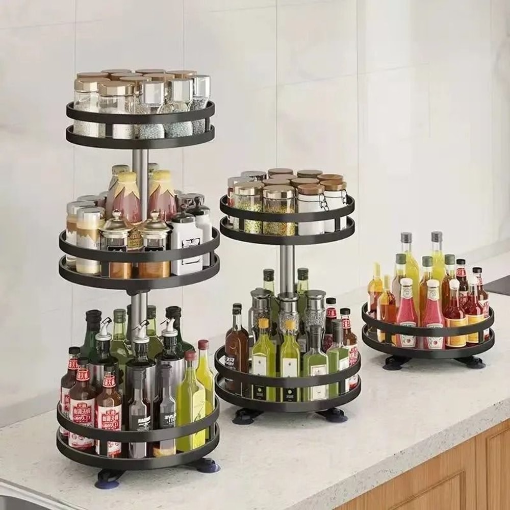 360 Rotating Spice Rack Organizer NonSkid Seasoning Storage Tray Lazy Susan Kitchen Accessory 5