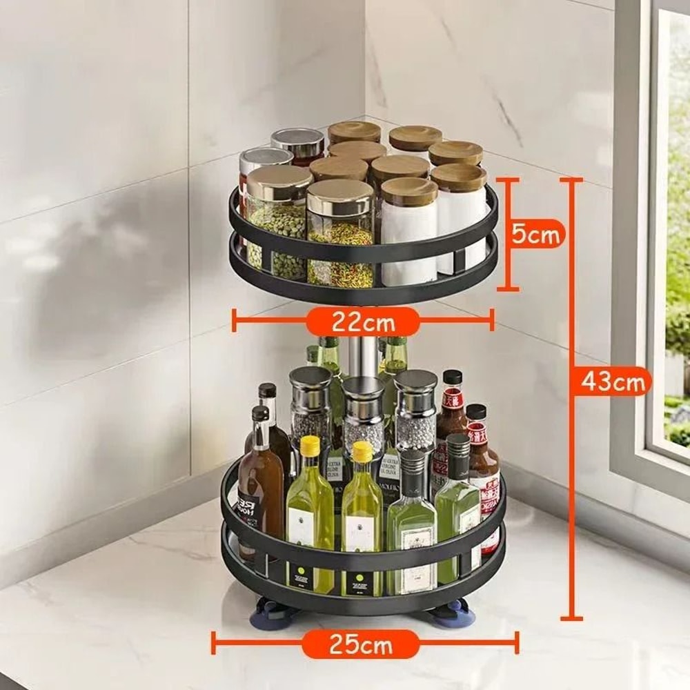 360 Rotating Spice Rack Organizer NonSkid Seasoning Storage Tray Lazy Susan Kitchen Accessory 7