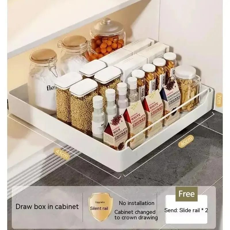 SlideOut Metal Cabinet Drawer PullOut Kitchen Storage Tray With Rails HeavyDuty Spice Pantry Org 8