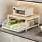 Modern Wood Metal Microwave Rack Sturdy Countertop Storage Shelf SpaceSaving Kitchen Organizer 3
