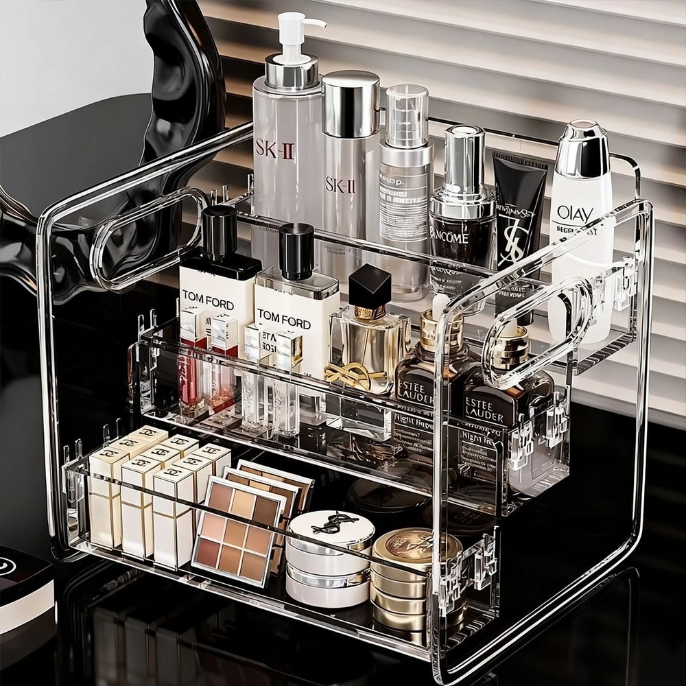 3Tier Acrylic Perfume Display Stand Transparent Desktop Cosmetic Organizer Tiered Vanity Dresser 3