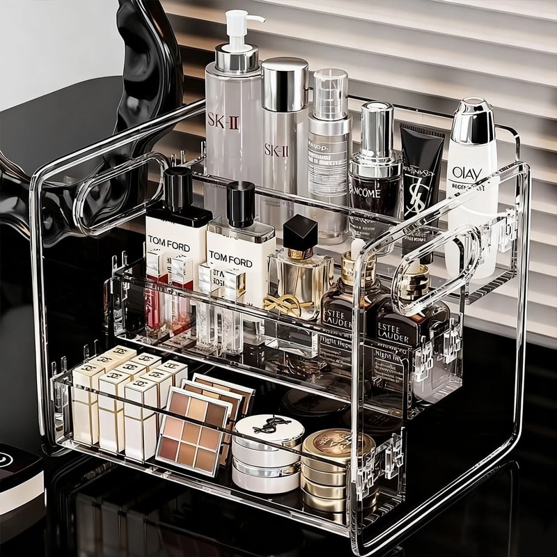 3Tier Acrylic Perfume Display Stand Transparent Desktop Cosmetic Organizer Tiered Vanity Dresser 3