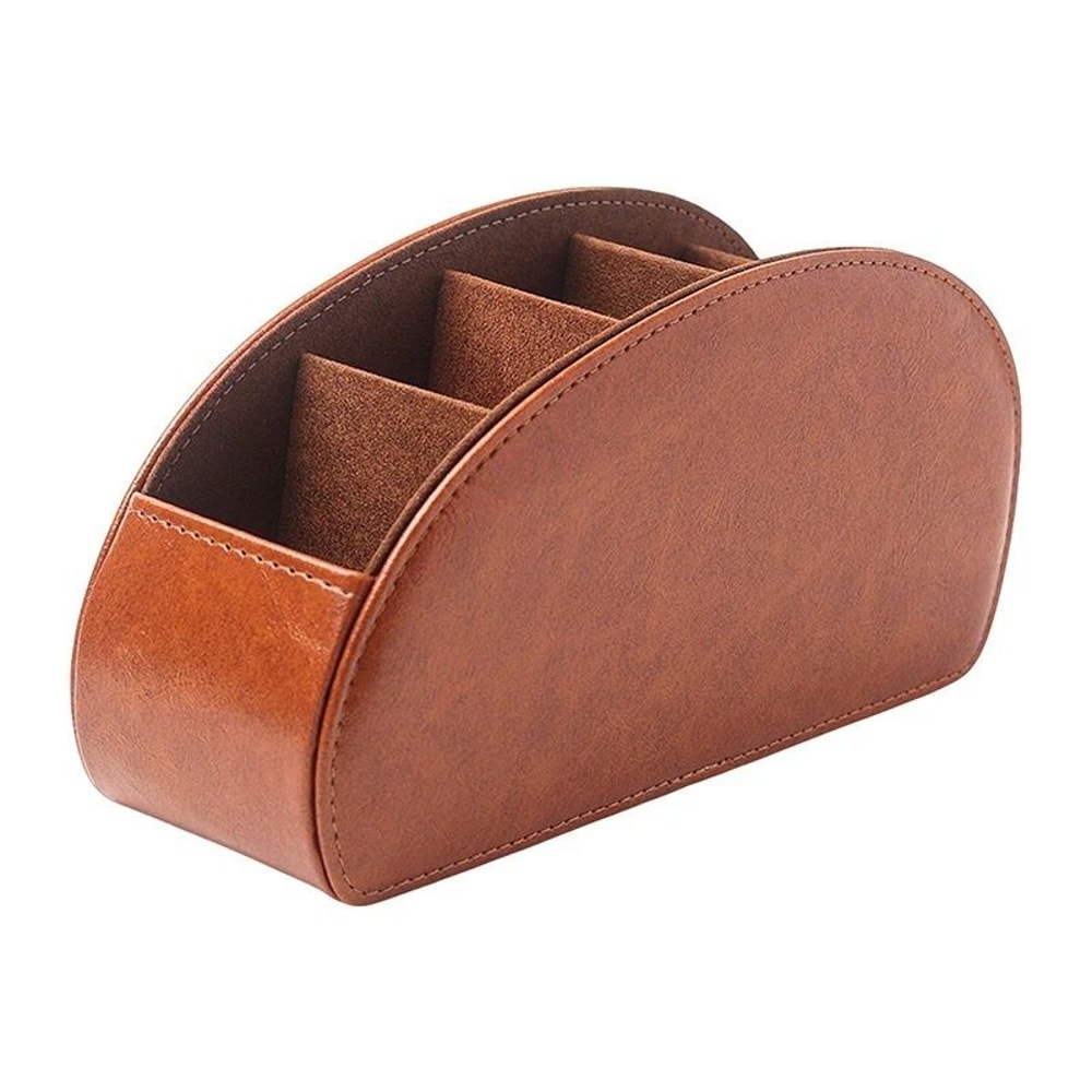 PU Leather Remote Control Holder 5Compartment TV Caddy Desktop Organizer Luxury Faux Leather Med 6