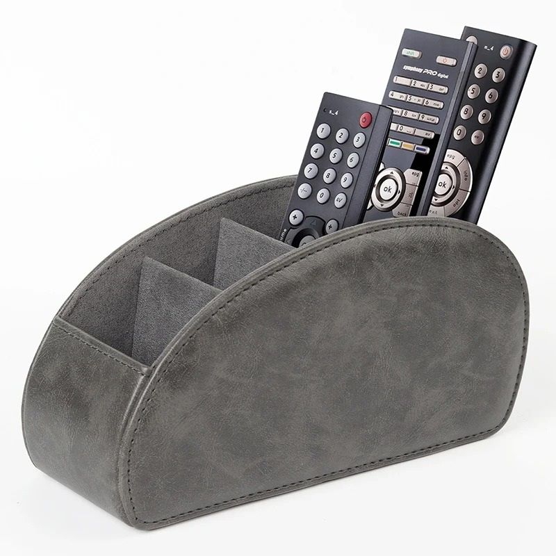PU Leather Remote Control Holder 5Compartment TV Caddy Desktop Organizer Luxury Faux Leather Med 7