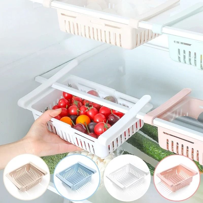 UnderShelf Refrigerator Drawer PullOut Fridge Storage Organizer Universal ClipOn Bin For Eggs Fru 1