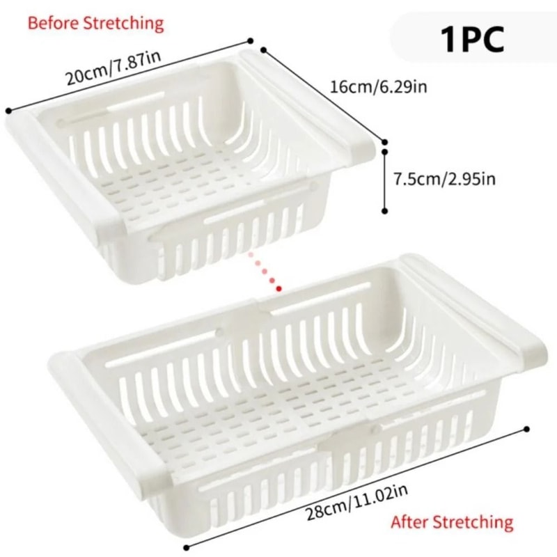 UnderShelf Refrigerator Drawer PullOut Fridge Storage Organizer Universal ClipOn Bin For Eggs Fru 5