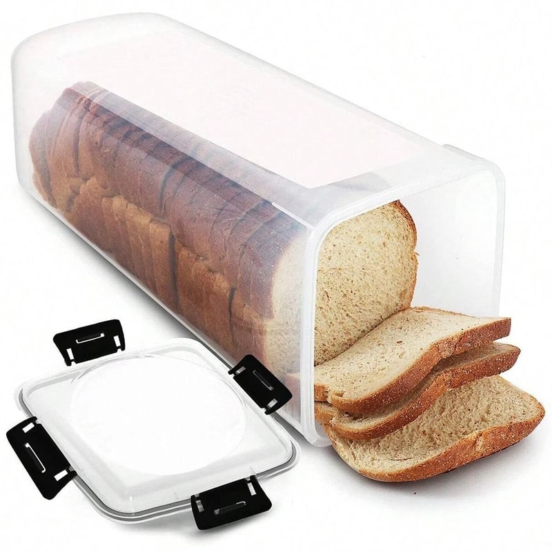 Airtight Clear Bread Loaf Container Tall Bread Box With Lid FreshKeeping Sandwich Holder For Home 0