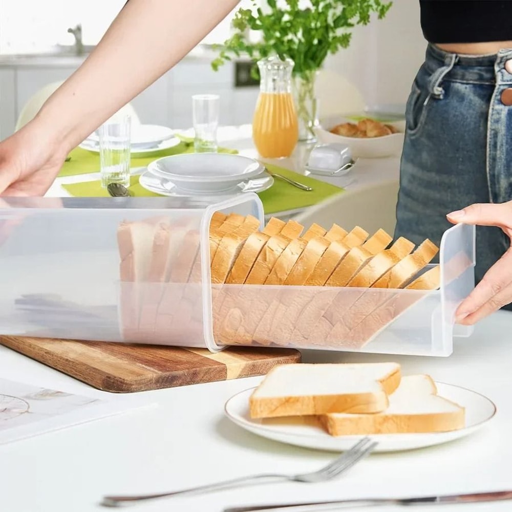 Airtight Clear Bread Loaf Container Tall Bread Box With Lid FreshKeeping Sandwich Holder For Home 4