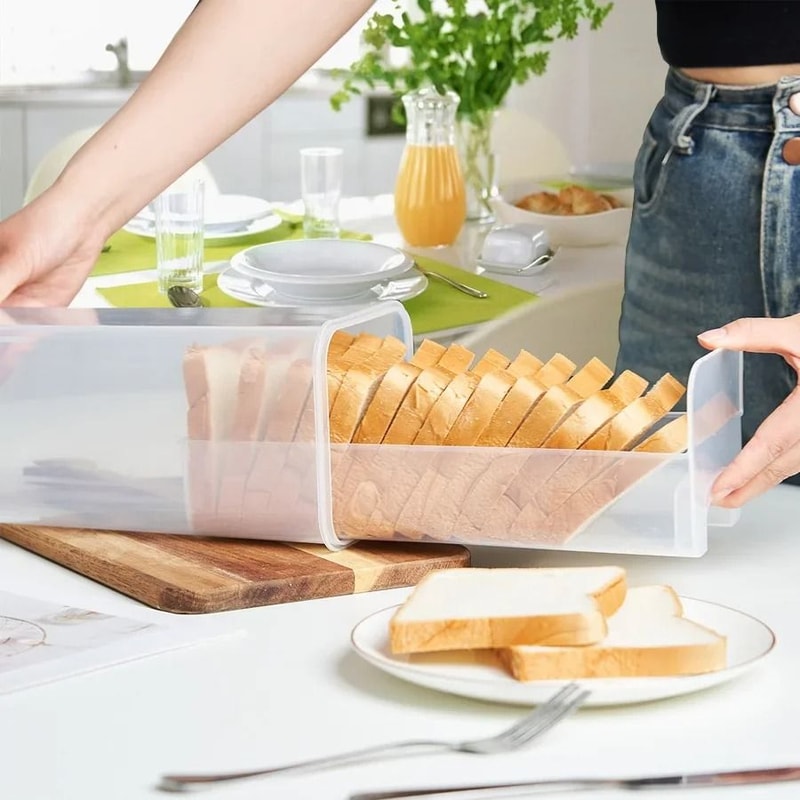 Airtight Clear Bread Loaf Container Tall Bread Box With Lid FreshKeeping Sandwich Holder For Home 4