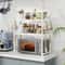Microwave Oven Storage Rack SpaceSaving Countertop Organizer Plastic Kitchen Utensil Tableware S 2
