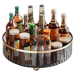 rotating clear lazy susan organizer – round plastic spinning container bin for pantry, fridge & kitchen countertop
