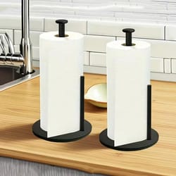 stainless steel kitchen roll holder – heavy-duty weighted base countertop organizer – space-saving paper towel stand