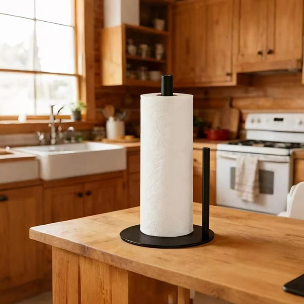 Stainless Steel Kitchen Roll Holder HeavyDuty Weighted Base Countertop Organizer SpaceSaving Pape 2