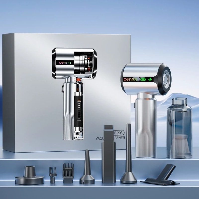 HighPower 7500mAh Wireless Car Vacuum Strong Suction Handheld Cleaner With Dust Display Lamp Air 9