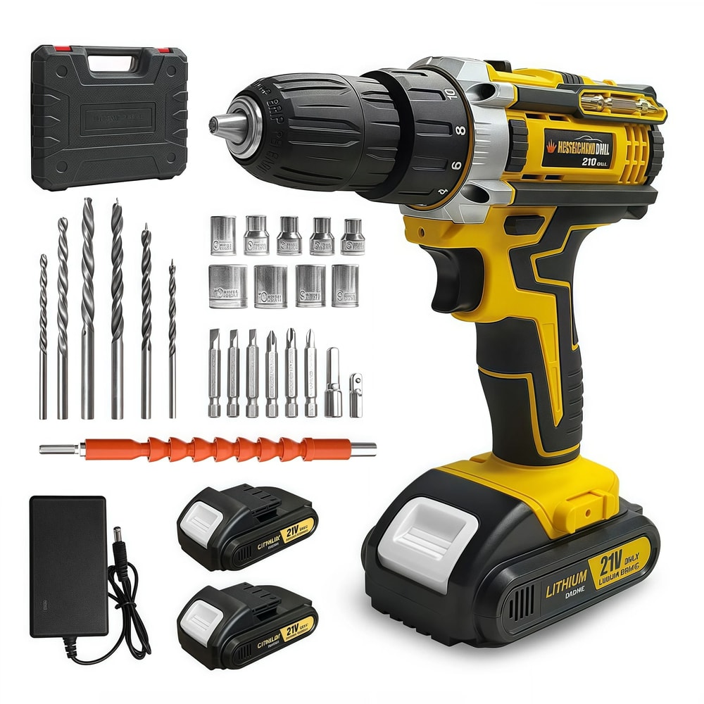 LithiumPowered Cordless Drill Driver Combo Electric Impact Drill Screwdriver Set Home DIY Tool 0
