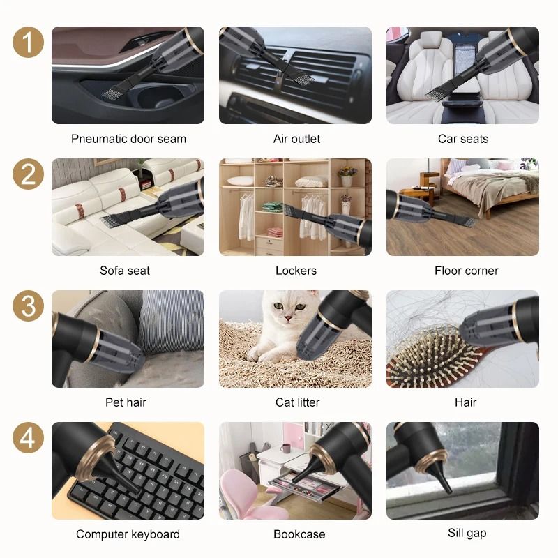 HighPower 2in1 Car Blower Vacuum Strong Suction Air Gun Blower Portable Auto Home Cleaning Mac 4