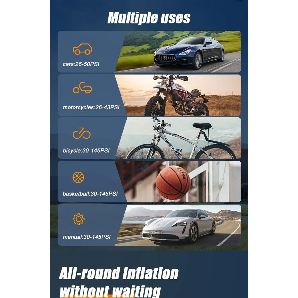 Wireless Portable Tire Inflator 150PSI Electric Pump With LED Display Universal Car Bicycle Air 6