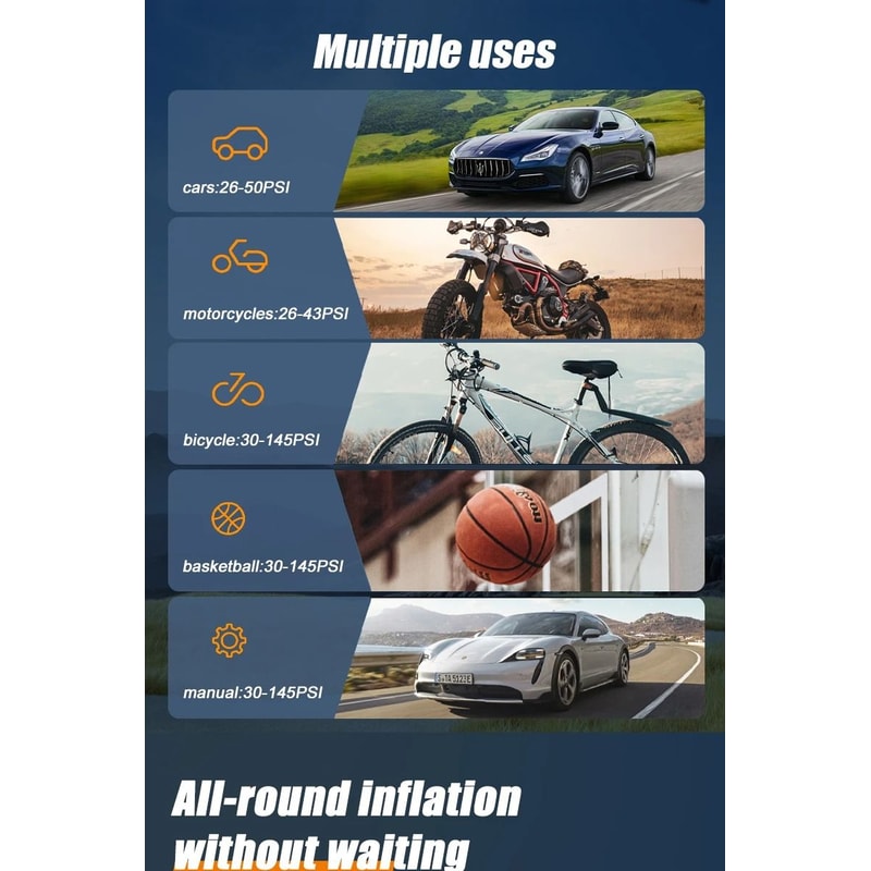 Wireless Portable Tire Inflator 150PSI Electric Pump With LED Display Universal Car Bicycle Air 6