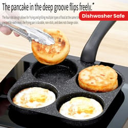 medical stone 4-hole omelette pan – non-stick egg burger & dumpling pot – professional breakfast frying pan