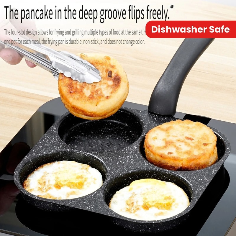 Medical Stone 4Hole Omelette Pan NonStick Egg Burger Dumpling Pot Professional Breakfast Frying 0