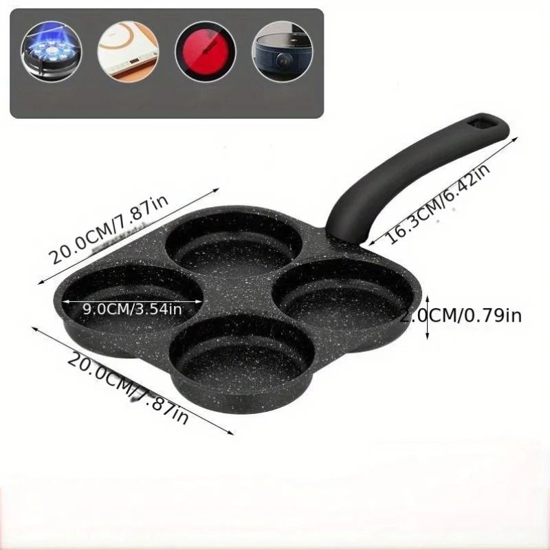 Medical Stone 4Hole Omelette Pan NonStick Egg Burger Dumpling Pot Professional Breakfast Frying 2