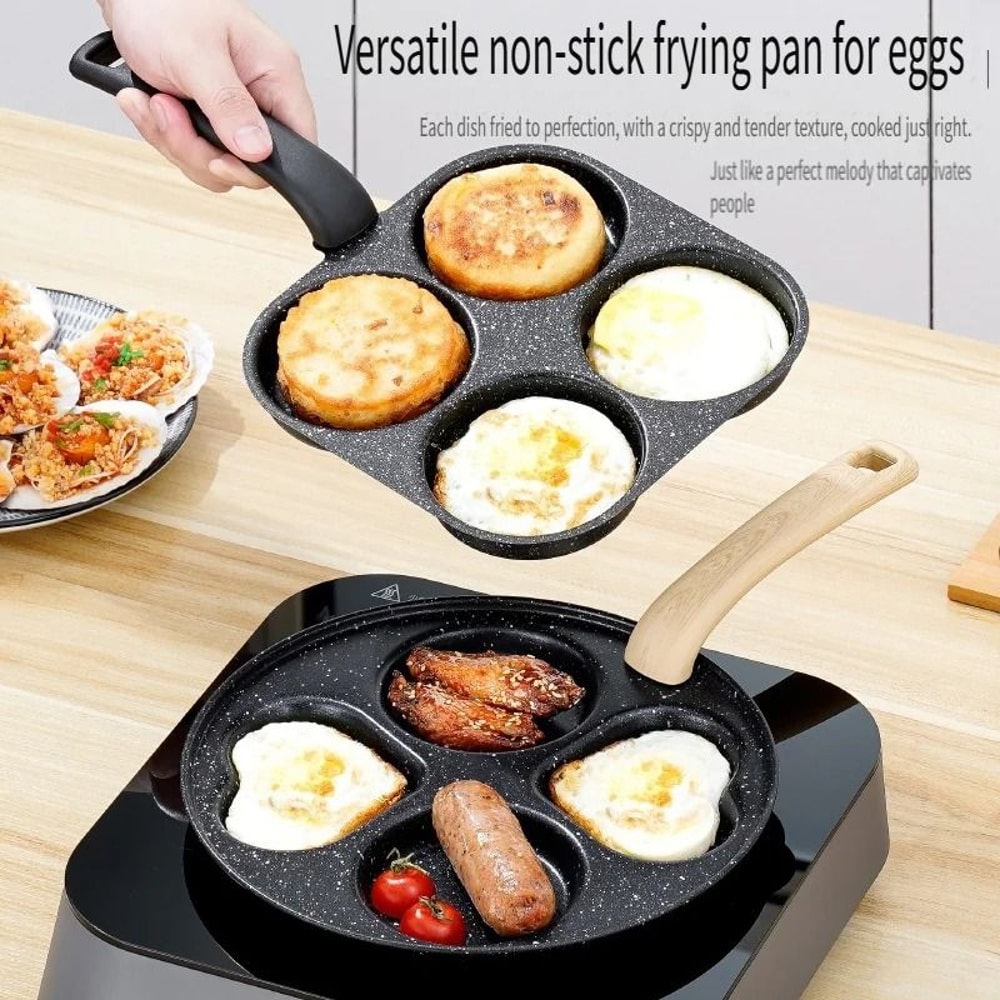 Medical Stone 4Hole Omelette Pan NonStick Egg Burger Dumpling Pot Professional Breakfast Frying 5