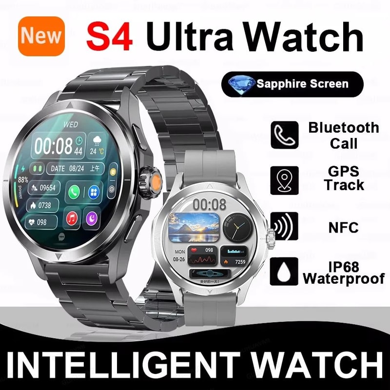 S4 Ultra Smart Watch AMOLED GPS Compass NFC Bluetooth Call Mens Rugged Outdoor Sport SmartWatch 0