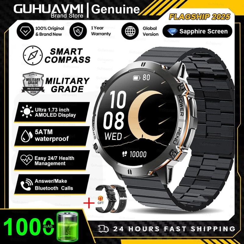 TRex 3 Military Smart Watch 1000mAh Battery 10ATM Waterproof GPS Compass Pro Mens Swim Sport Sm 17