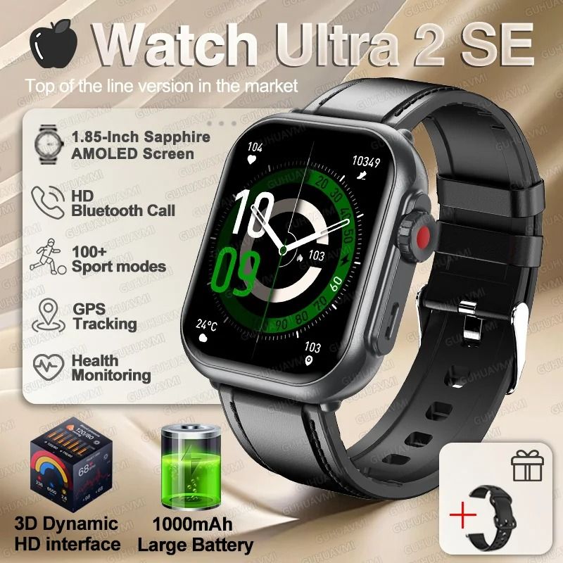 Ultra 2 SE Smart Watch 1000mAh Battery GPS AMOLED Pro Bluetooth Call Sport Waterproof Smart Bra 10
