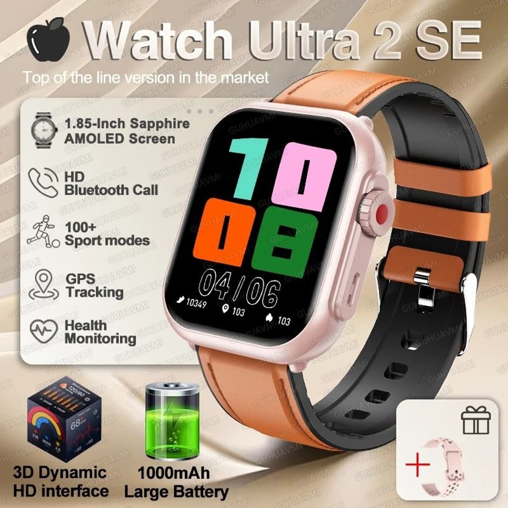 Ultra 2 SE Smart Watch 1000mAh Battery GPS AMOLED Pro Bluetooth Call Sport Waterproof Smart Bra 12