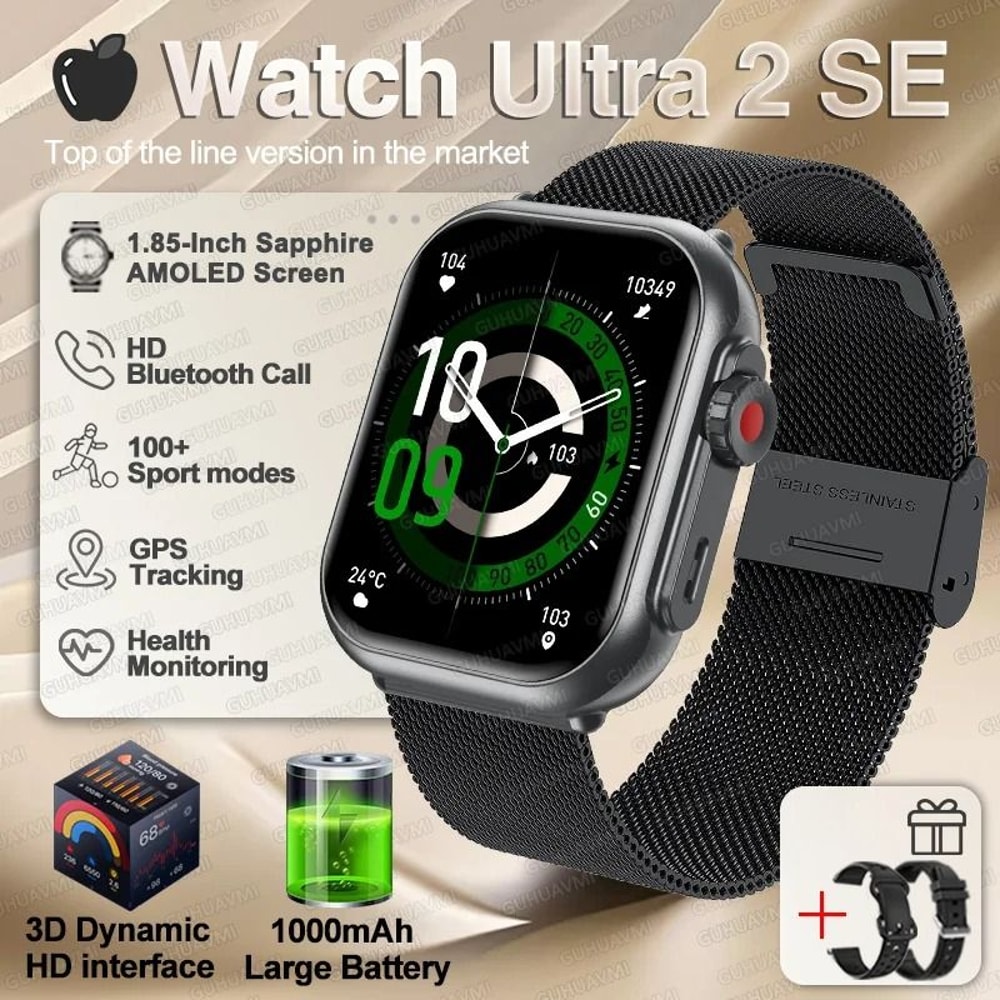 Ultra 2 SE Smart Watch 1000mAh Battery GPS AMOLED Pro Bluetooth Call Sport Waterproof Smart Bra 13