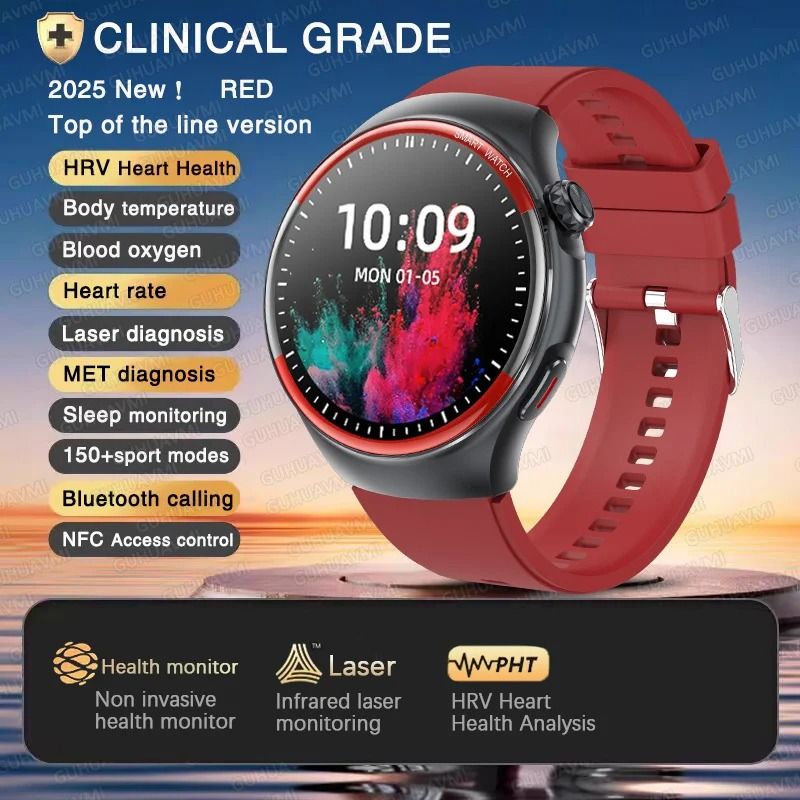 Nursing Health Laser Cure Smart Watch Blood Pressure Heart Rate Body Monitor Pro Bluetooth Call 9