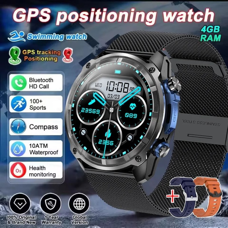 Military Smart Watch With Offline Maps 1000mAh Battery 4GB Memory GPS Media Player Pro Sport Sma 10