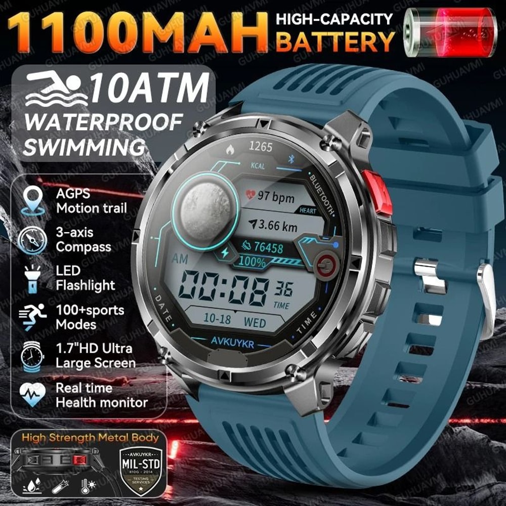 TRex 3 Pro GPS Smart Watch 120Day Standby 1100mAh Battery Rugged Outdoor Sport 10ATM Waterproof W 10