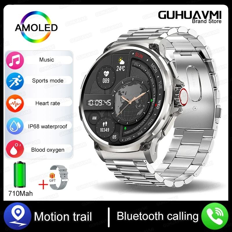 185inch Ultra HD AMOLED Smart Watch 710mAh Battery GPS Pro Bluetooth Call IP68 Waterproof Smart 11