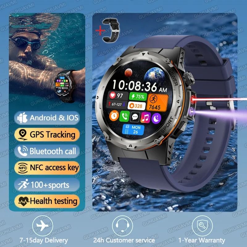 TRex 3 Military GPS Smart Watch 500mAh Battery 3ATM Waterproof UVInfrared Pro 2026 Sport Smartwa 9