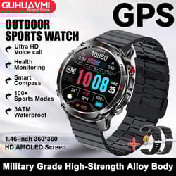 gps map navigation smart watch – amoled screen, 3atm waterproof & compass – pro mens & womens nfc bt call watch