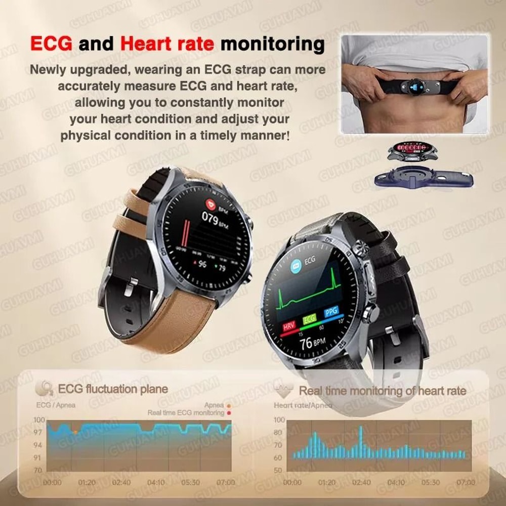 Pulse ECGPPG Health Smart Watch Blood Lipid Uric Acid BP Monitor Pro Mens Laser Care Body Fat S