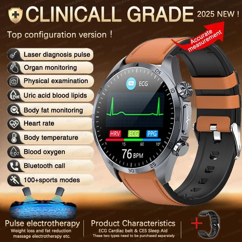 Pulse ECGPPG Health Smart Watch Blood Lipid Uric Acid BP Monitor Pro Mens Laser Care Body Fat S