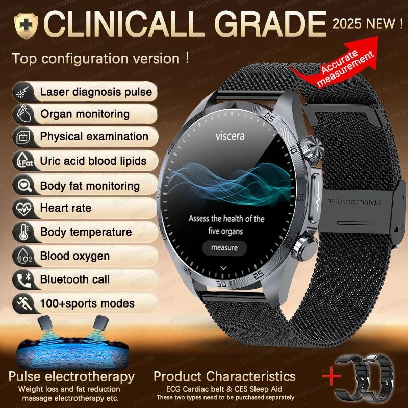 Pulse ECGPPG Health Smart Watch Blood Lipid Uric Acid BP Monitor Pro Mens Laser Care Body Fat S